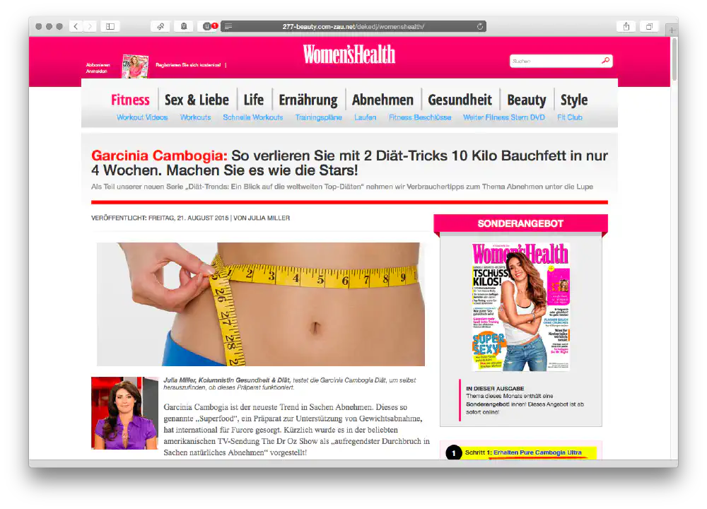 Fake Women&rsquo;s Health magazine article